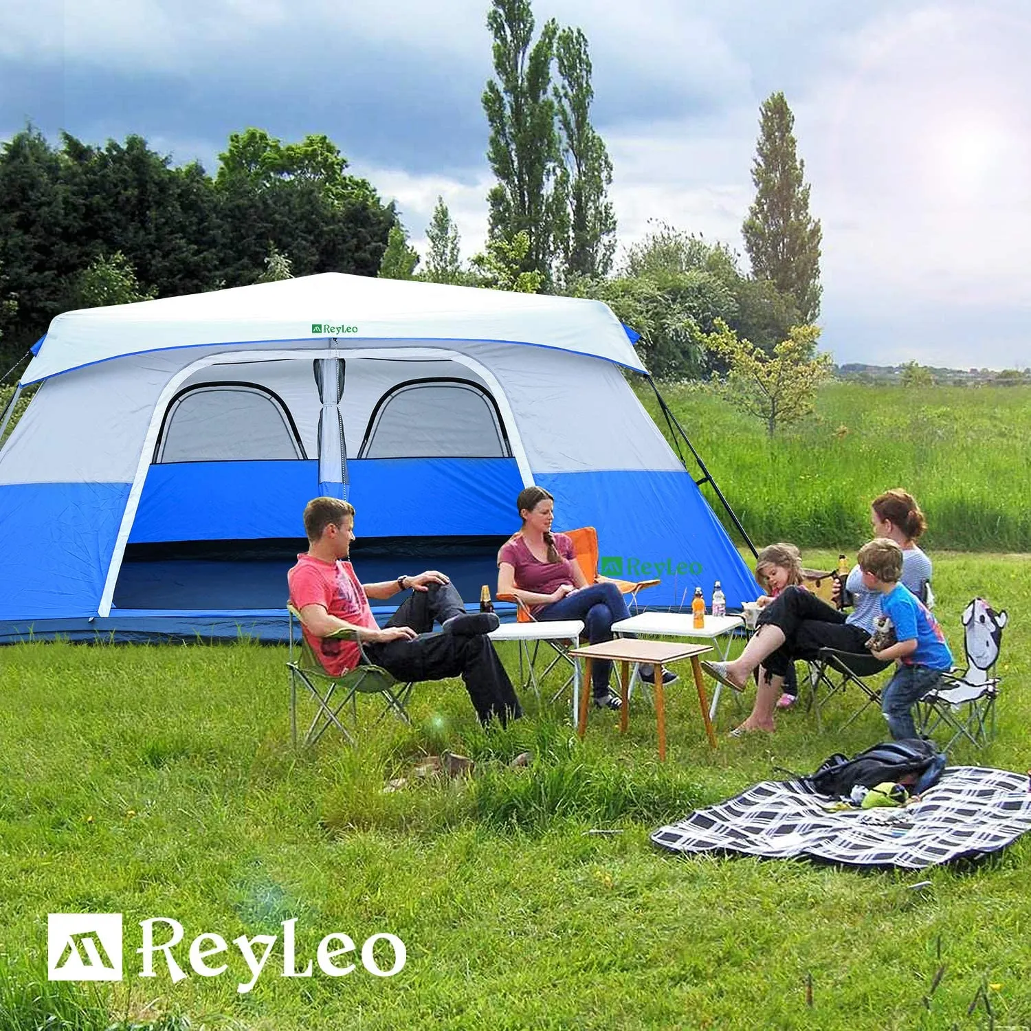 10-Person Instant Tent Equipped with Rainfly and and Power Cord Access Port - Set-Up In Under 60 Seconds!