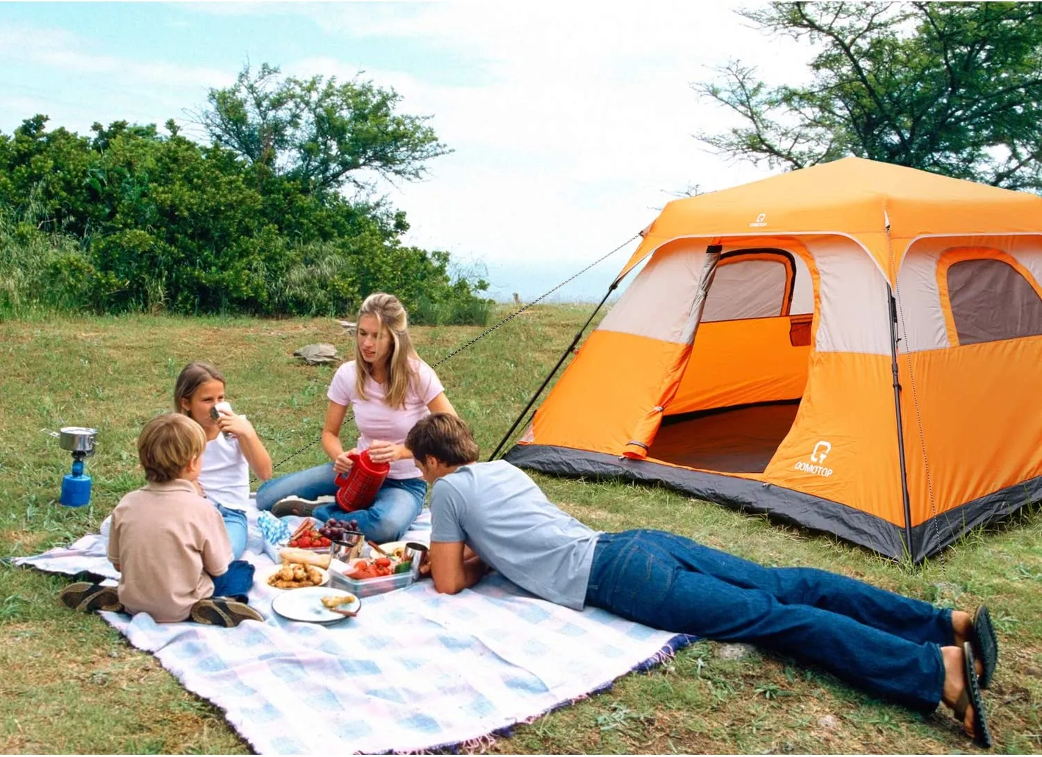 10-Person Instant Tent Equipped with Rainfly and and Power Cord Access Port - Set-Up In Under 60 Seconds!