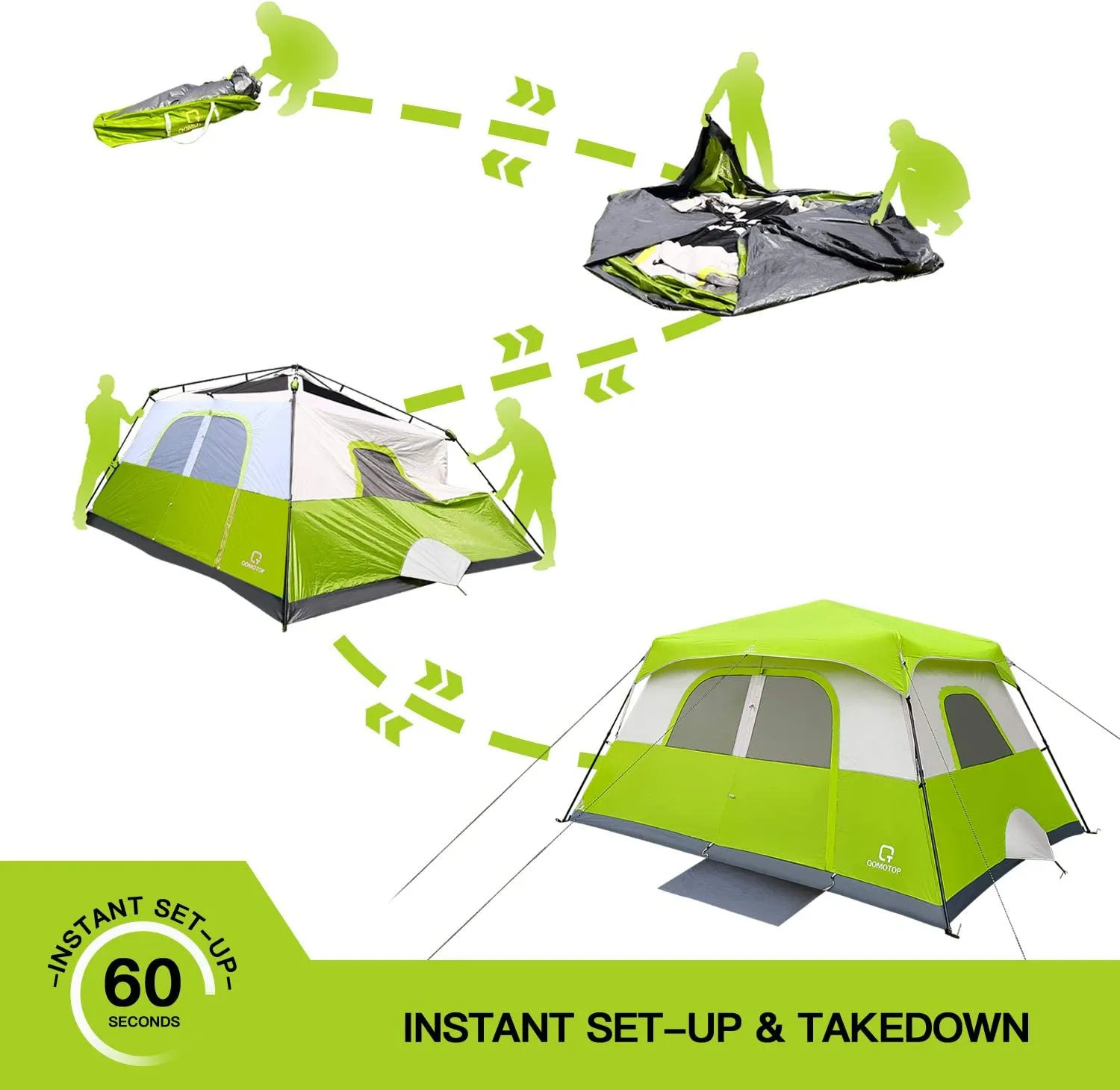 10-Person Instant Tent Equipped with Rainfly and and Power Cord Access Port - Set-Up In Under 60 Seconds!