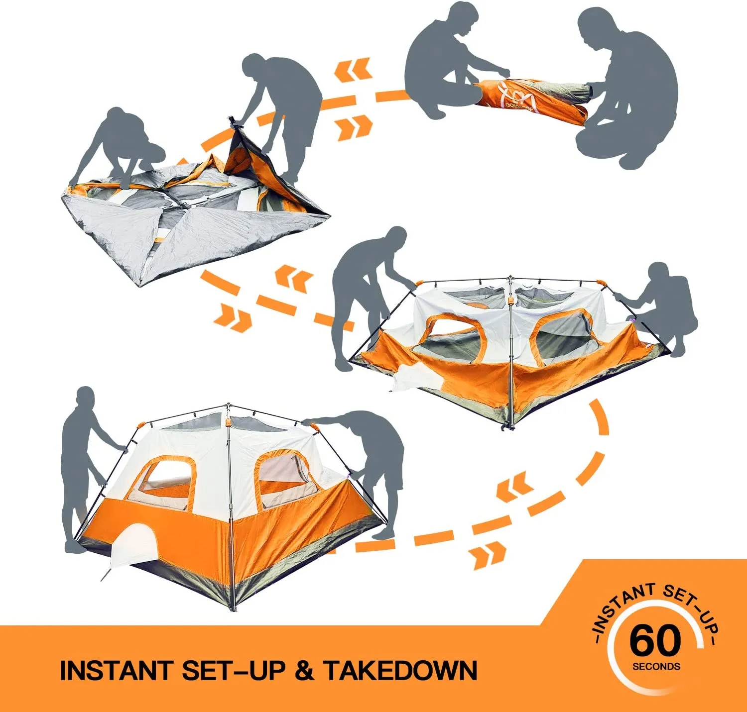 10-Person Instant Tent Equipped with Rainfly and and Power Cord Access Port - Set-Up In Under 60 Seconds!