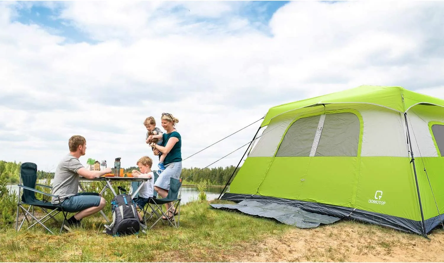 10-Person Instant Tent Equipped with Rainfly and and Power Cord Access Port - Set-Up In Under 60 Seconds!