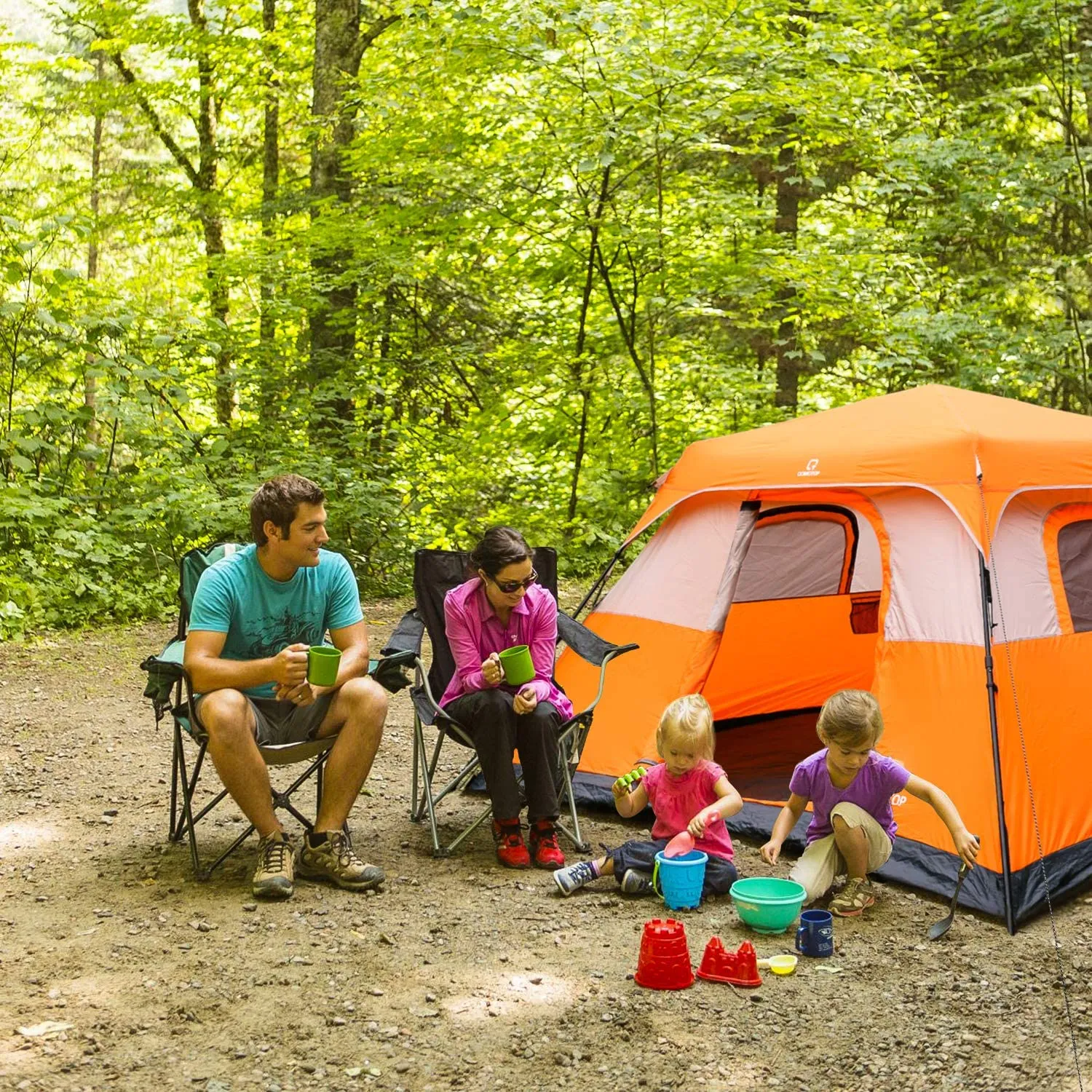 10-Person Instant Tent Equipped with Rainfly and and Power Cord Access Port - Set-Up In Under 60 Seconds!