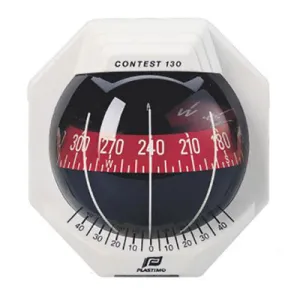 17294 - CONTEST 130 COMPASS - VERTICAL MOUNT - WHITE COMPASS WITH RED CARD-PLASTIMO