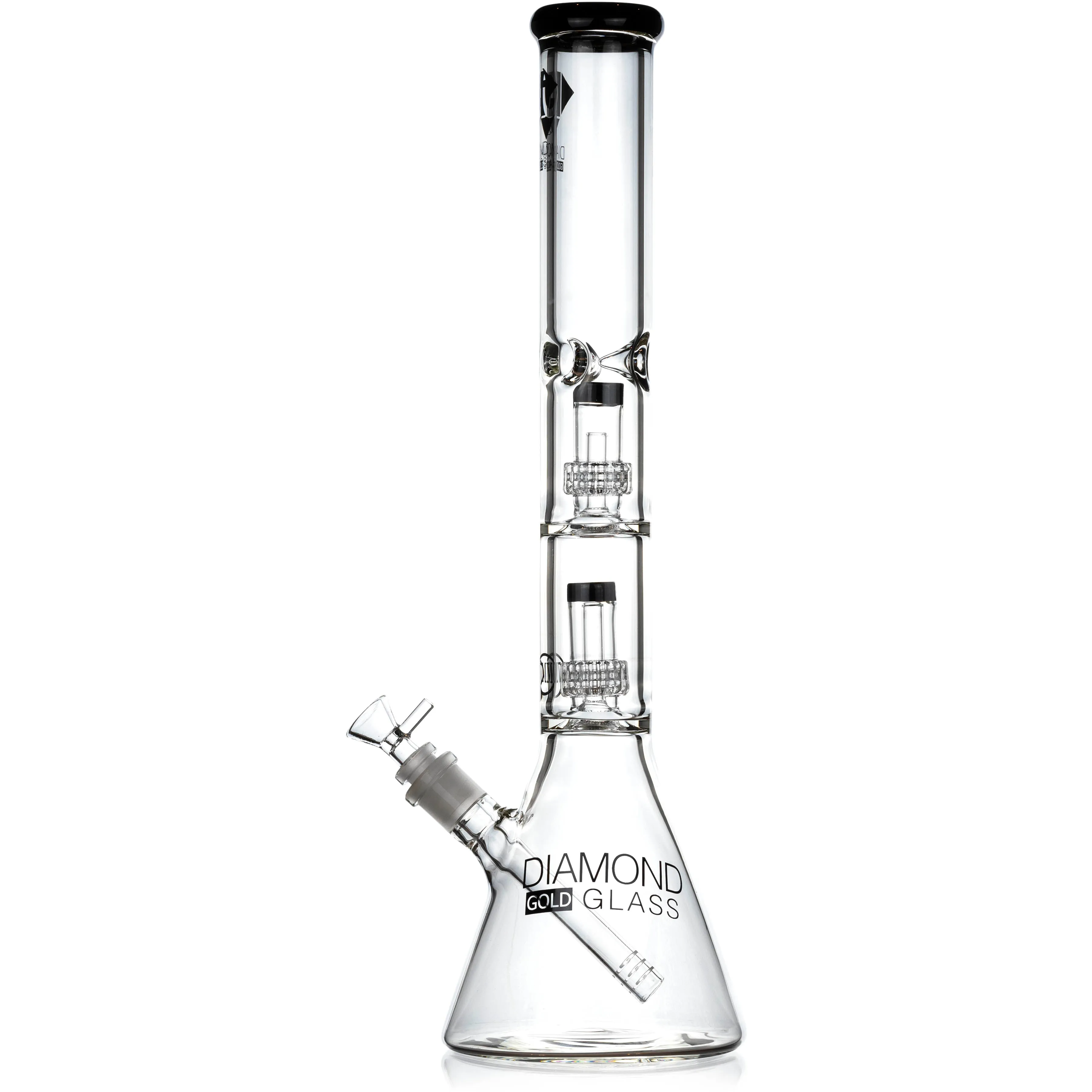 18 Heavy 7mm Double Showerhead Bong, by Diamond Glass