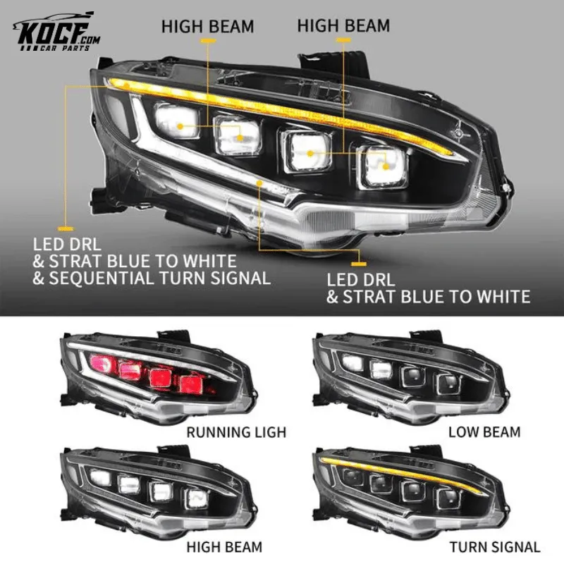 2016-2021 Honda Civic LED Headlights Front Lights Assembly [Sedan, Hatchback, Coupe]