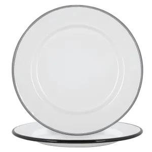 20cm Black/Grey White Enamel Side Plates - Pack of Four - By Argon Tableware