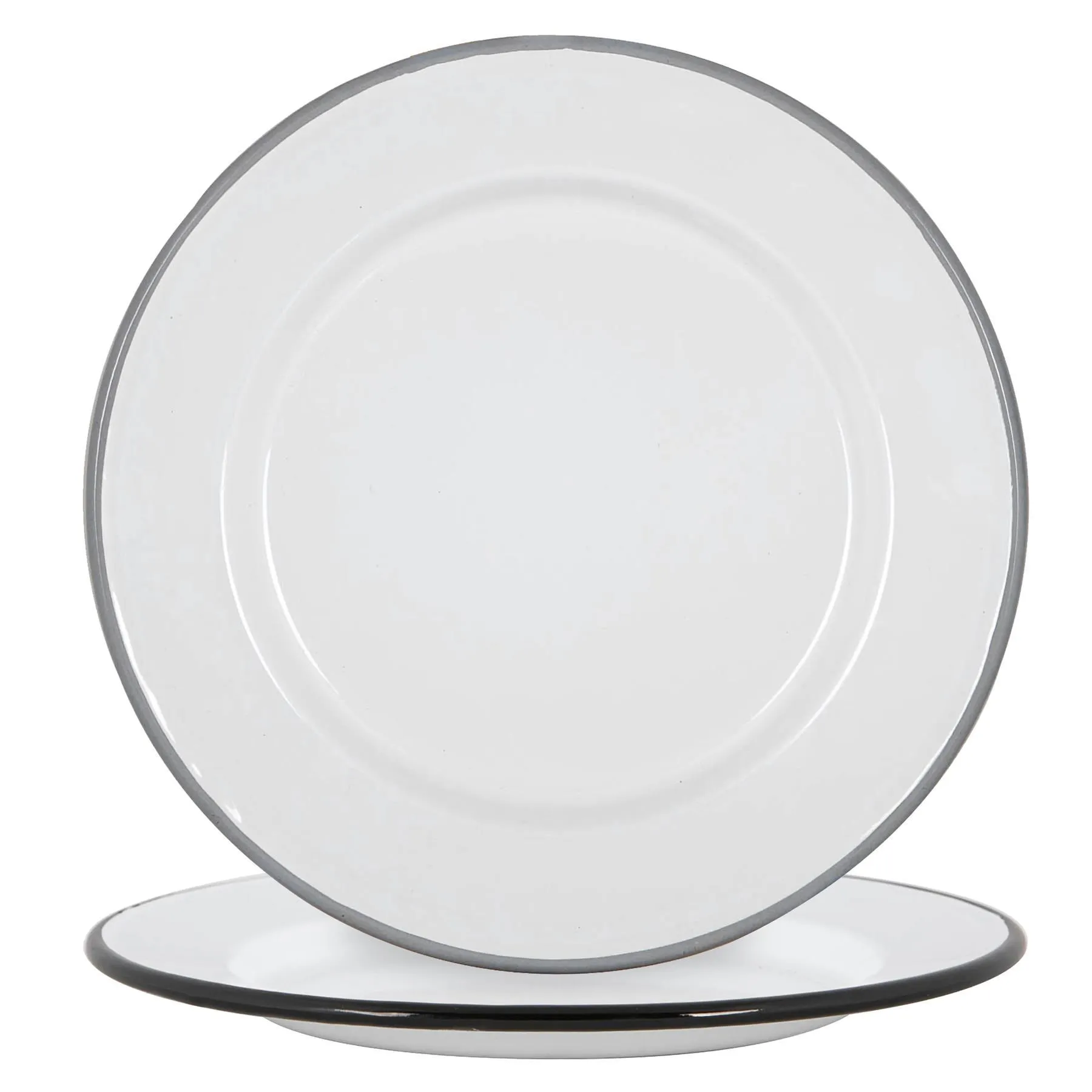 20cm Black/Grey White Enamel Side Plates - Pack of Four - By Argon Tableware