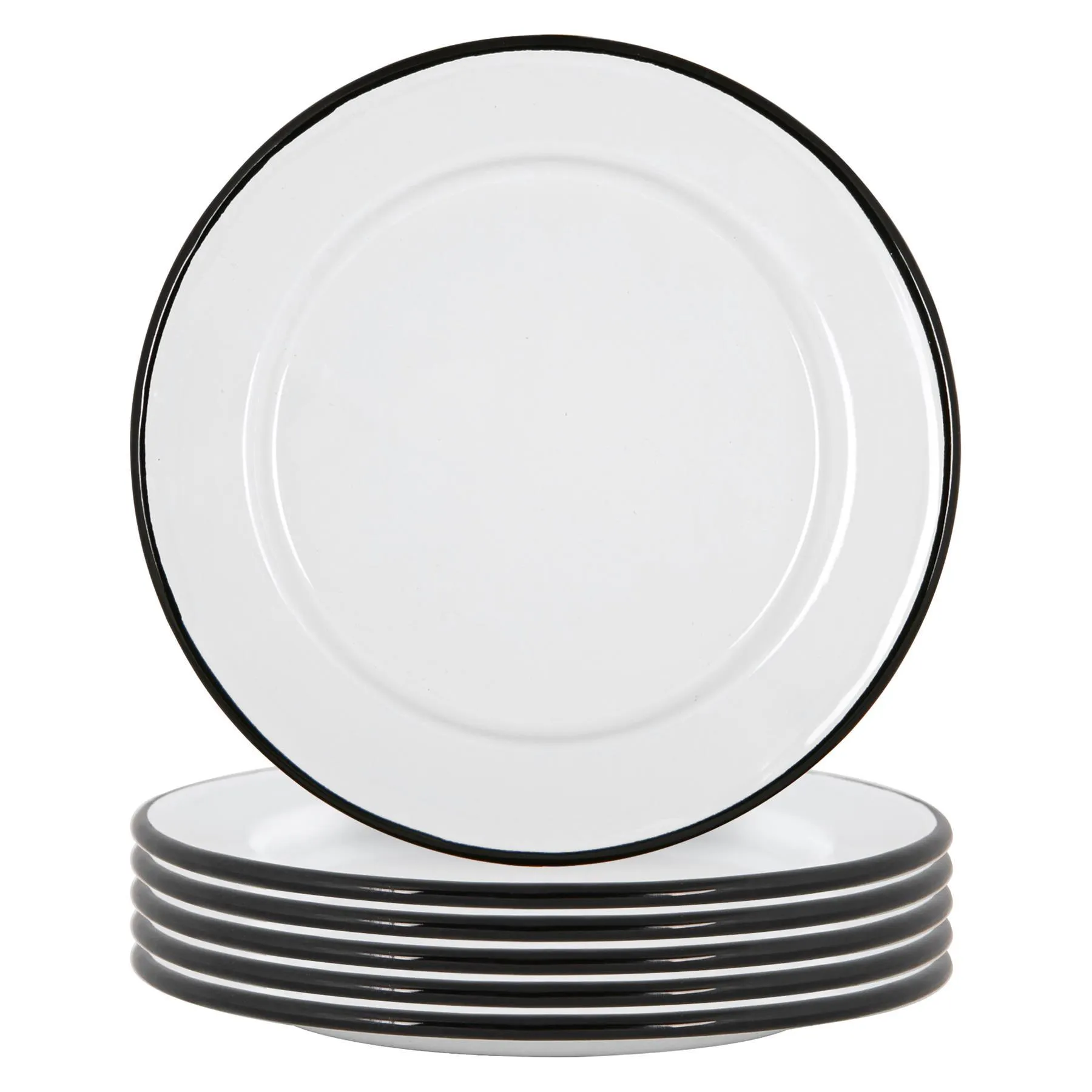 20cm White Enamel Side Plates - Pack of Six - By Argon Tableware