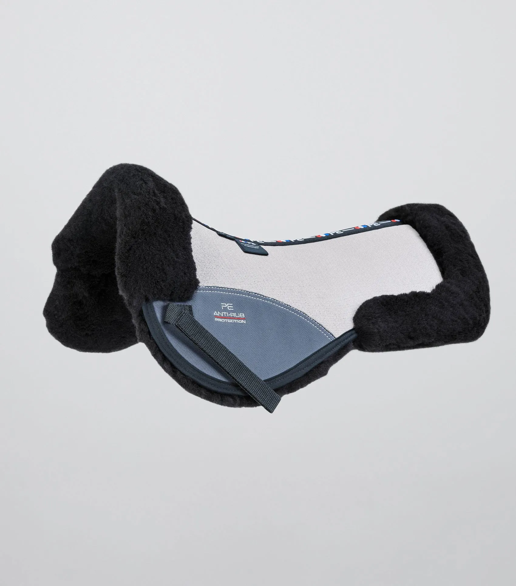 Airtechnology Shockproof Wool Saddle Pad - Half Pad Grey/Black Wool