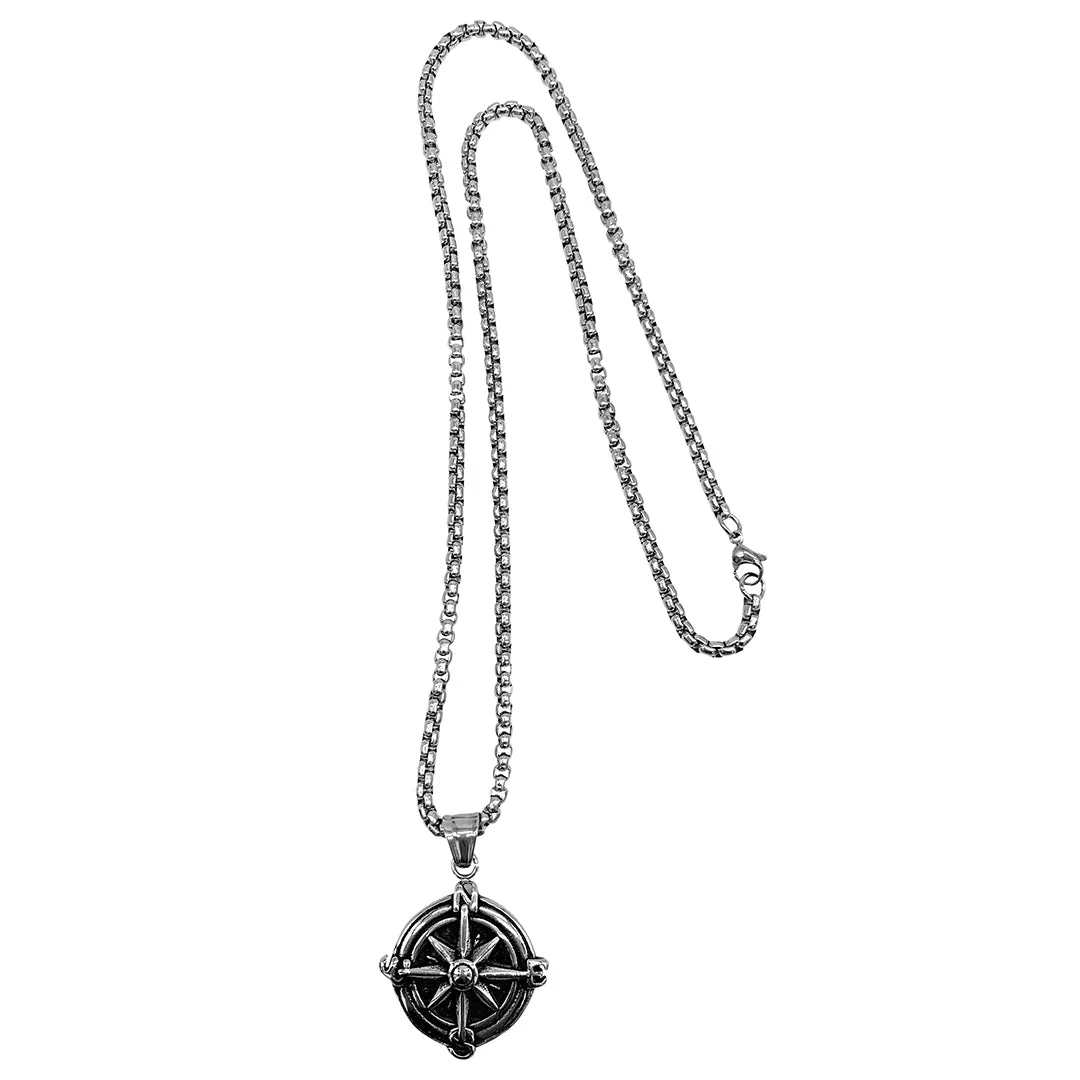 Compass Chain Necklace silver