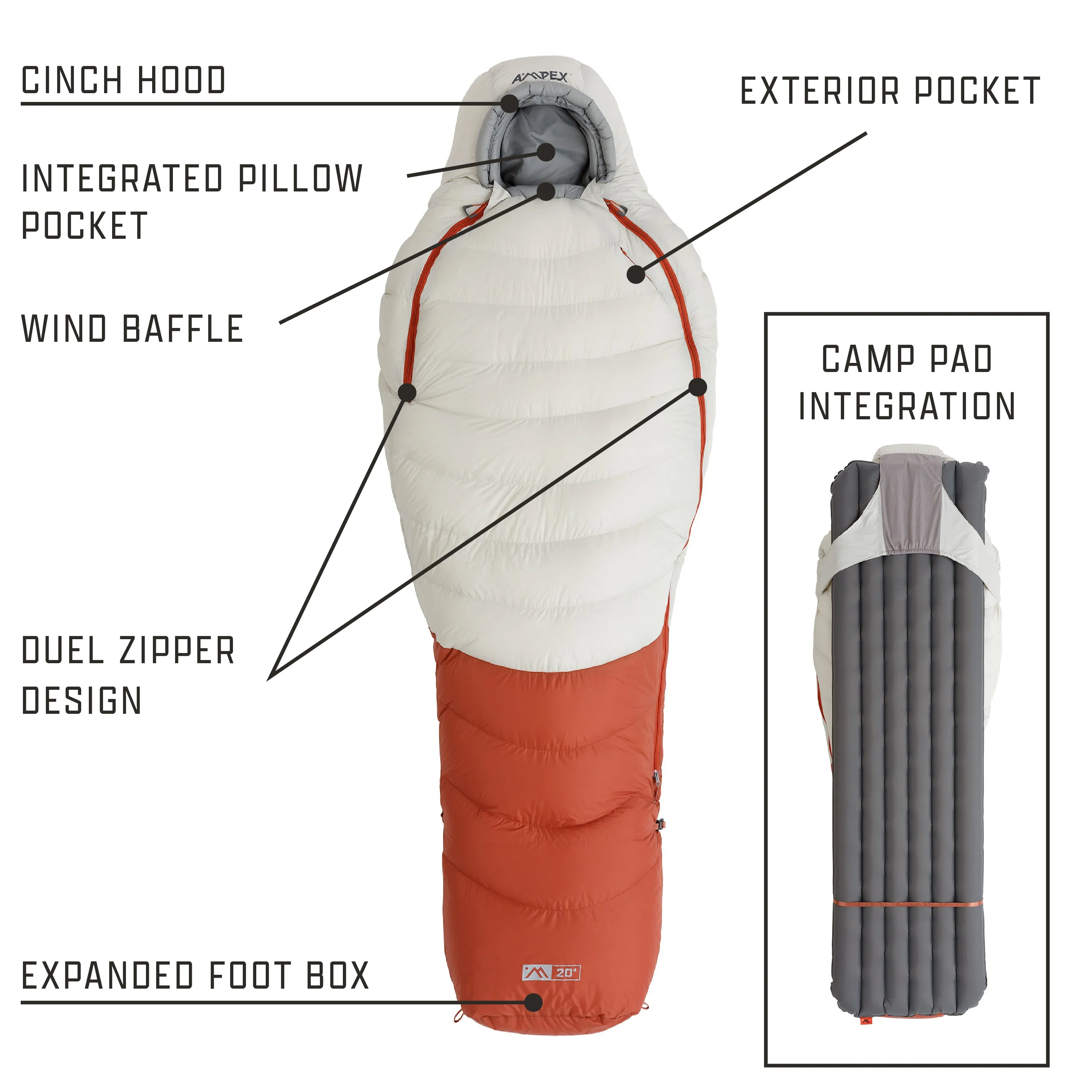 Down Sleeping Bag 20° F Mummy Shape (Regular Size)