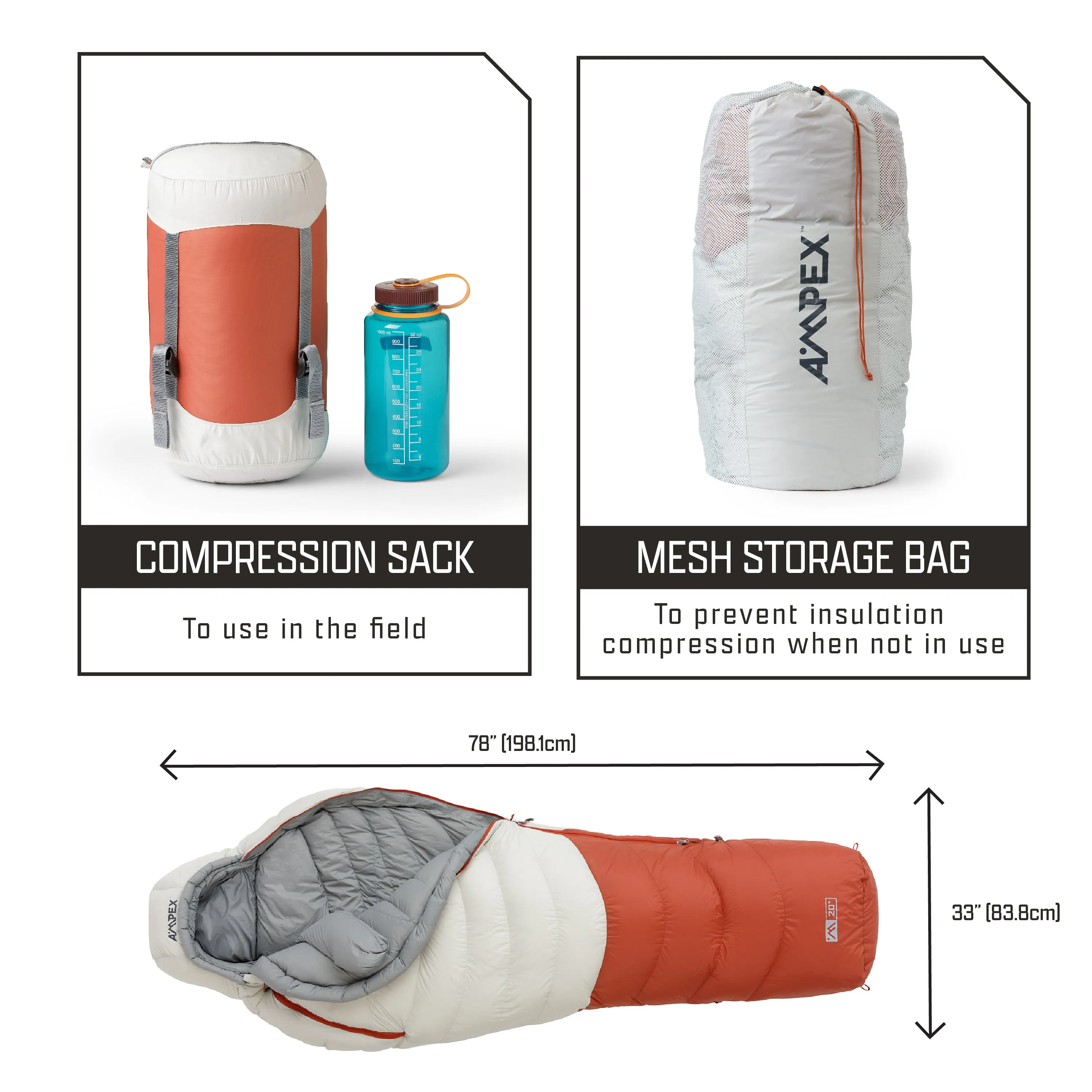 Down Sleeping Bag 20° F Mummy Shape (Regular Size)