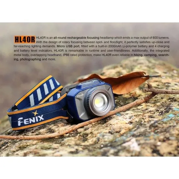 Fenix HL40R Rechargeable headlamp 600lumens