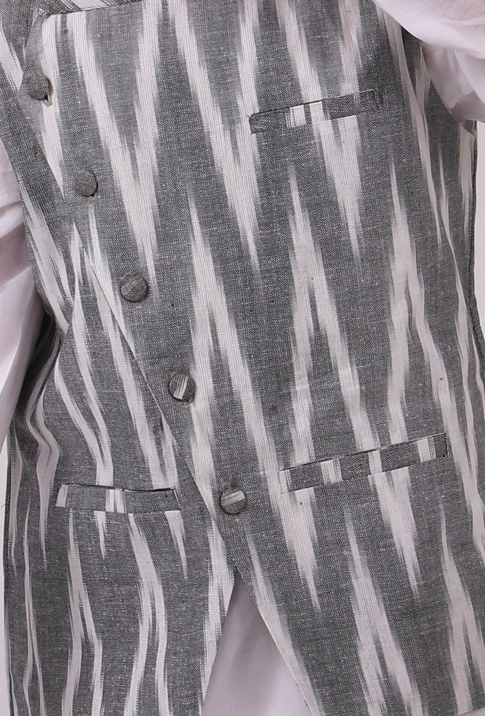 Grey Ikat Nehru Jacket