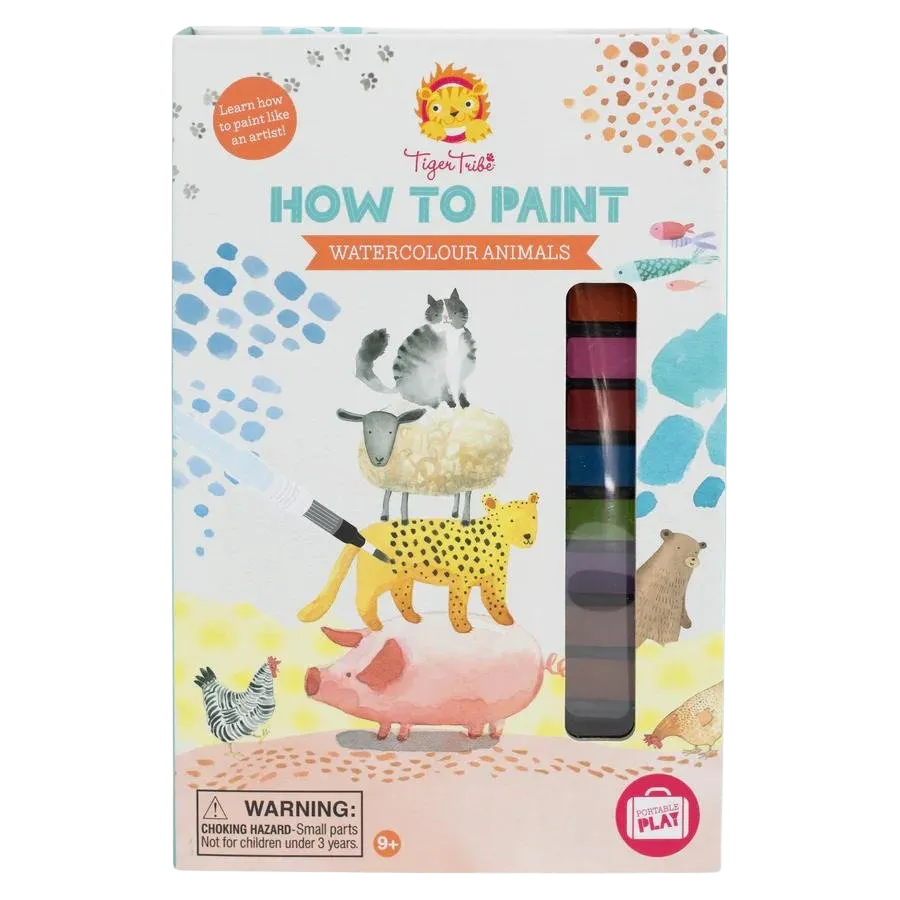 How to Paint Watercolour Animals - Kids Art Activity Set