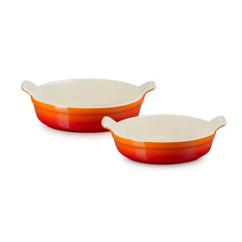 Le Creuset Stoneware Round Baking Dish Set 20cm & 24cm