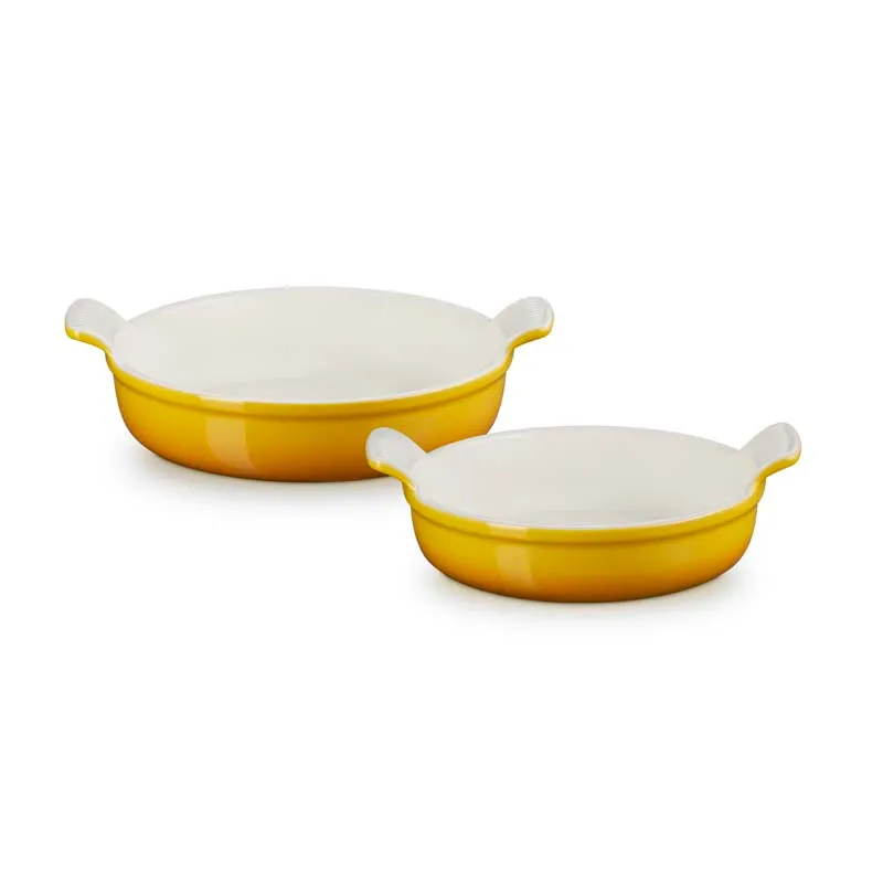 Le Creuset Stoneware Round Baking Dish Set 20cm & 24cm