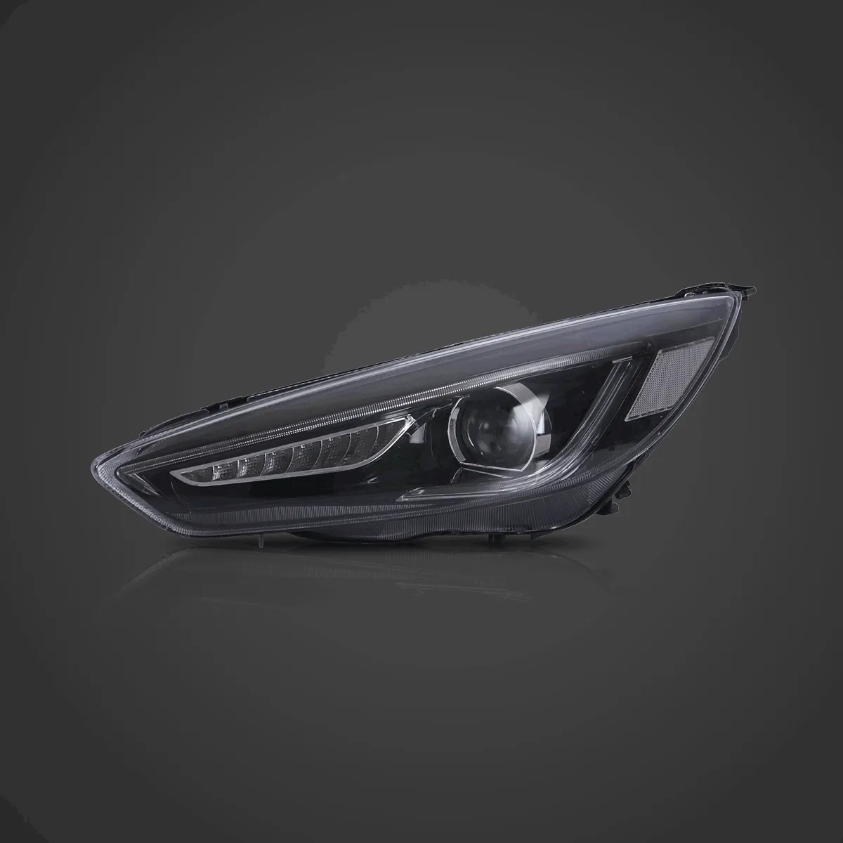 LED Headlight Assembly Dual Beam Projector Black For 2015-2018 Ford Focus 3th Gen Mark III Facelift