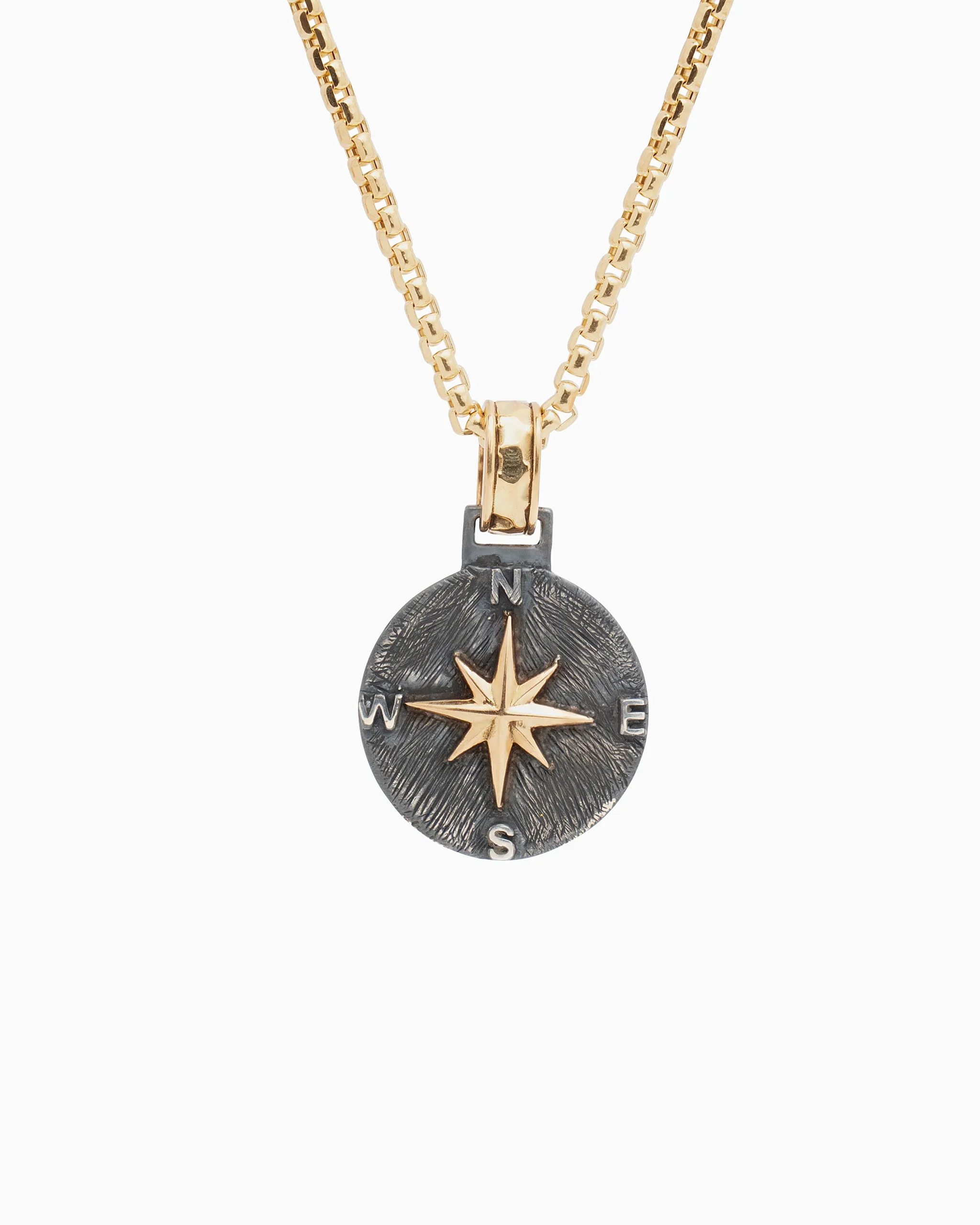 Marine Textured Pendant with 14k Compass Rose