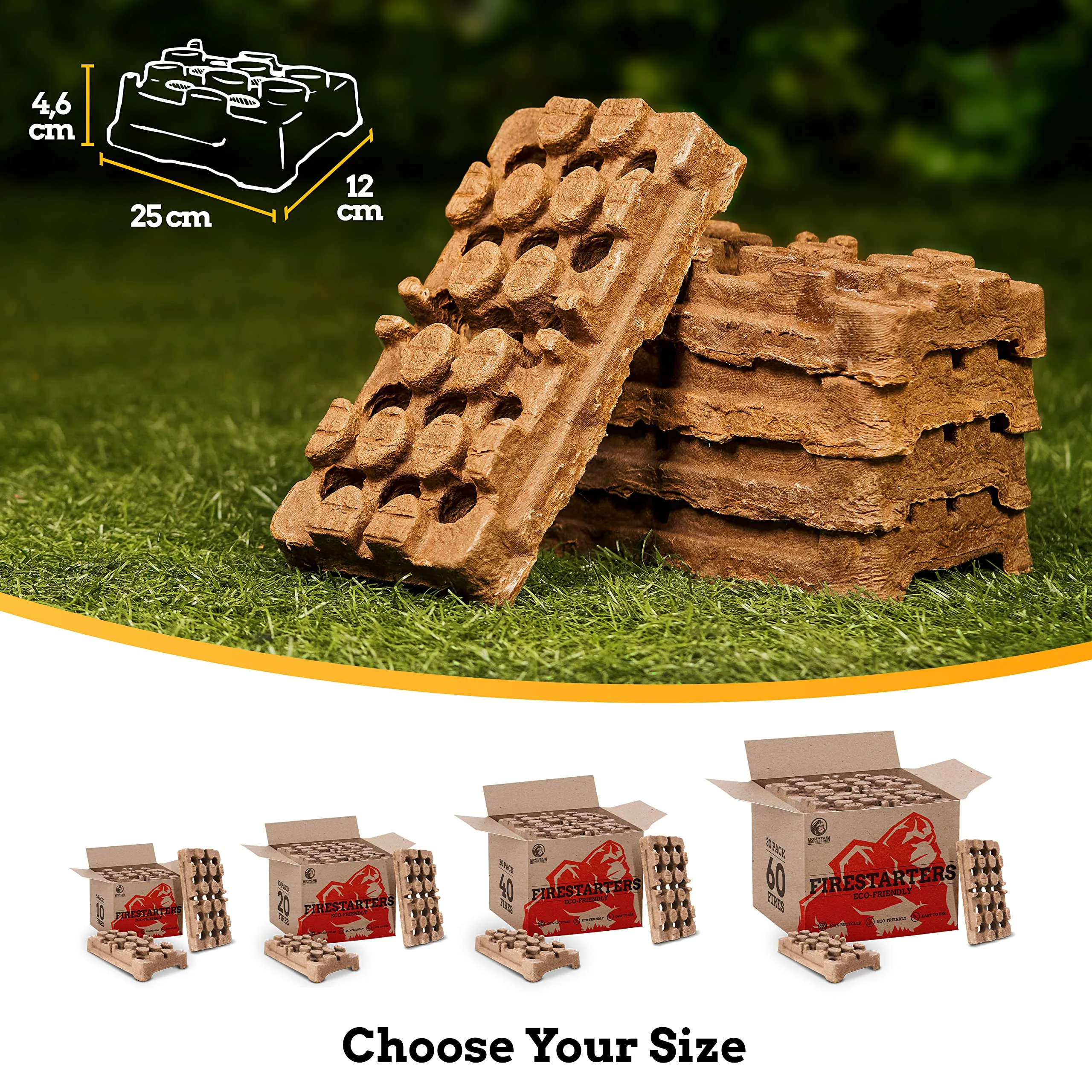 Mountain Grillers Natural Firelighters - Fire Starters For Wood Burner Log