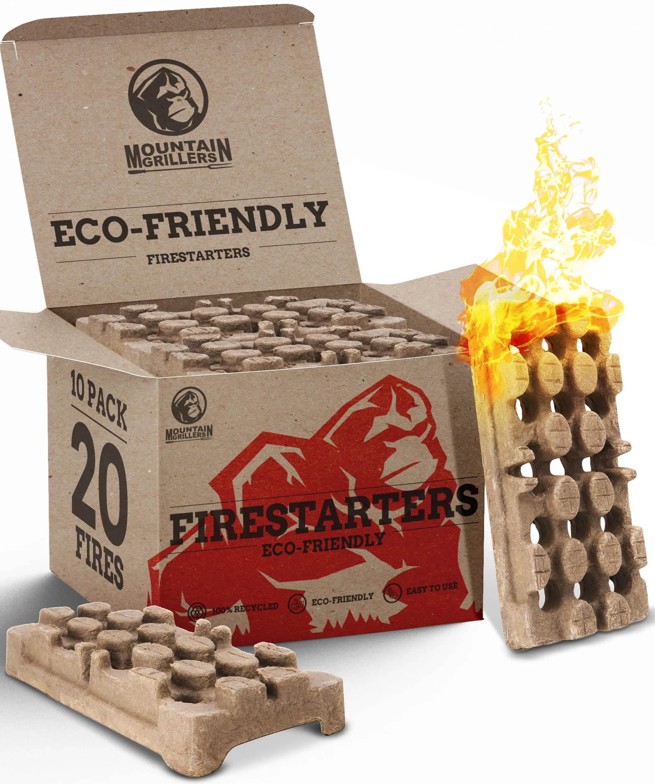 Mountain Grillers Natural Firelighters - Fire Starters For Wood Burner Log