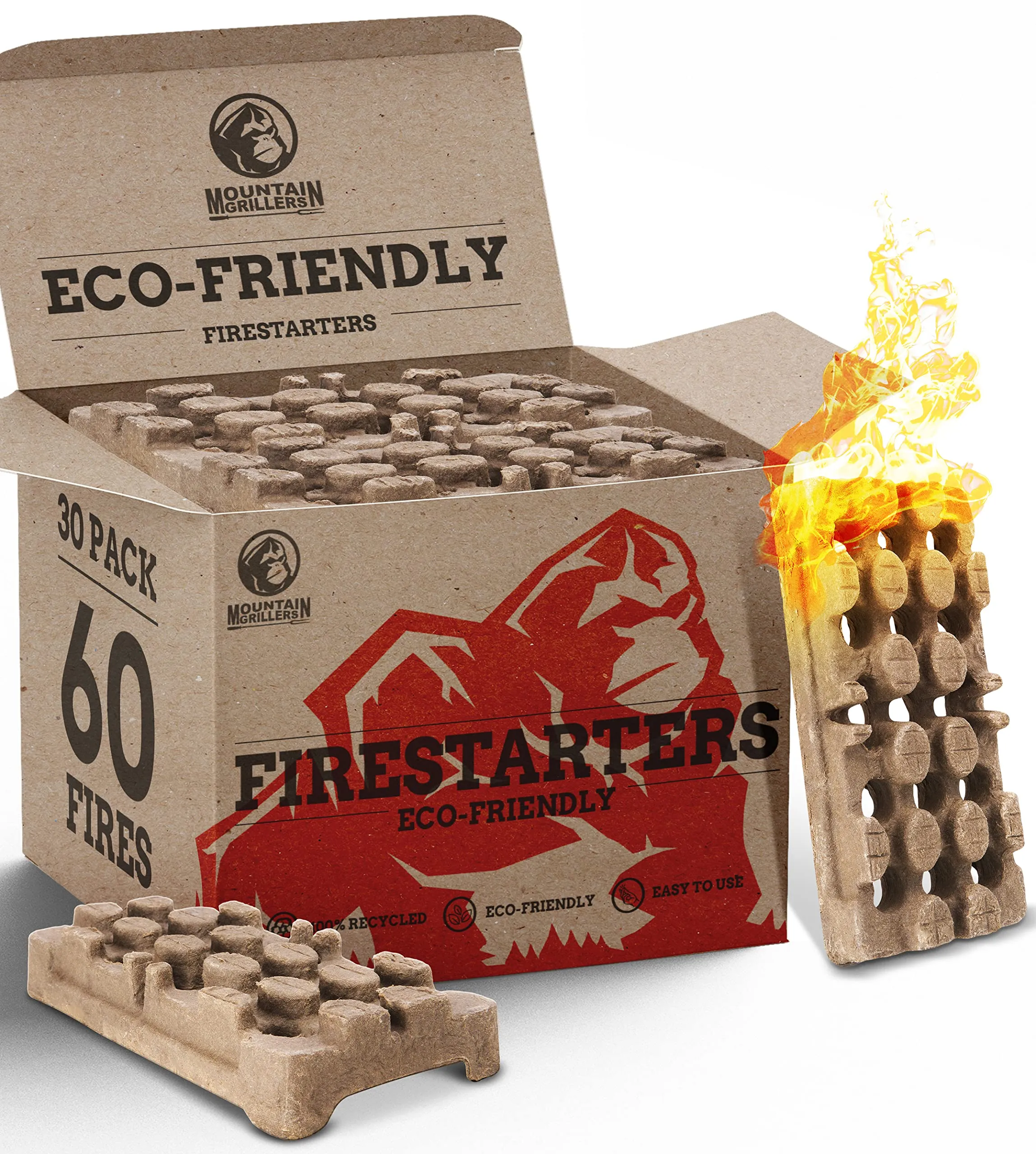 Mountain Grillers Natural Firelighters - Fire Starters For Wood Burner Log