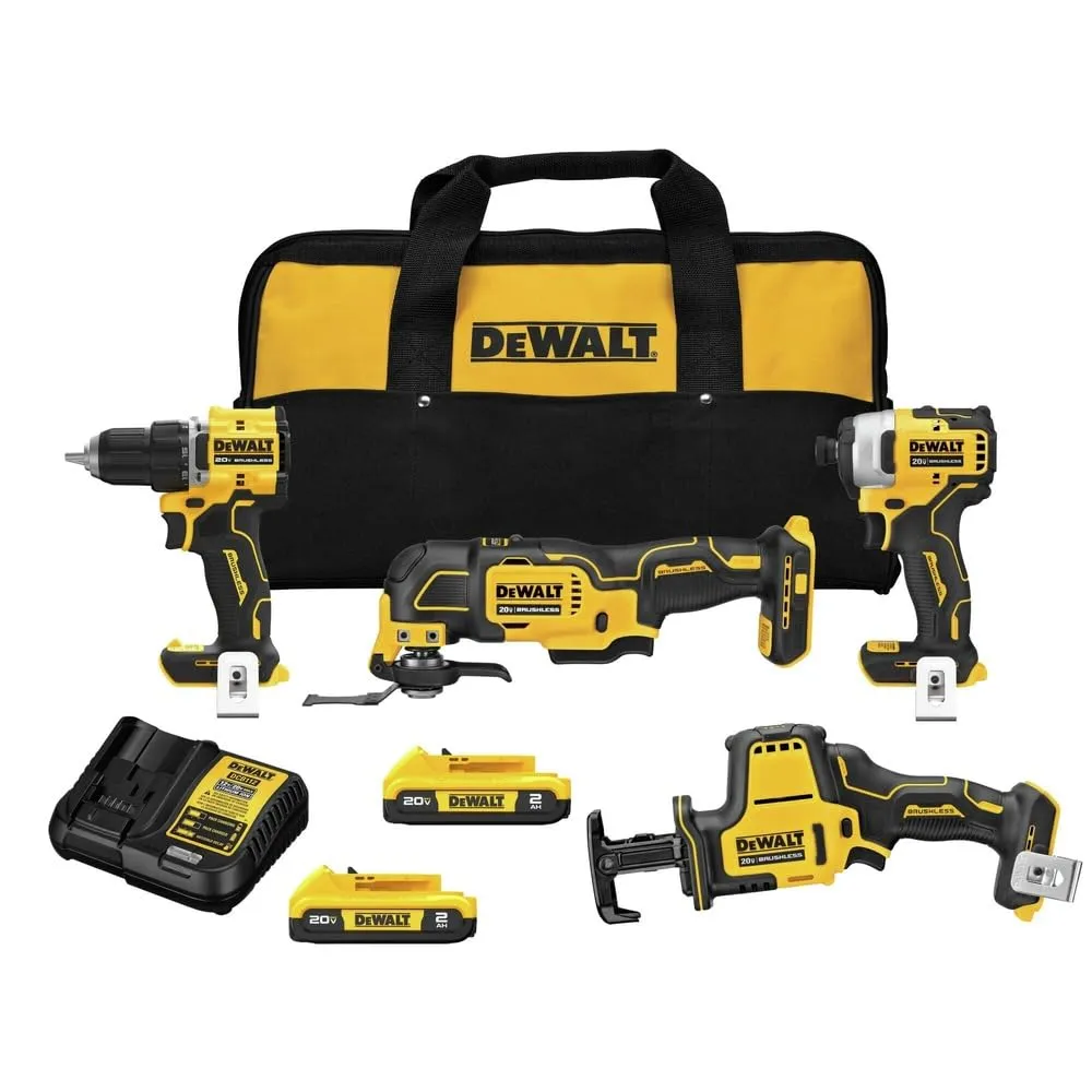 Open Box -  DEWALT 20V MAX ATOMIC Lithium-Ion Cordless Brushless Combo Kit (4-Tool)