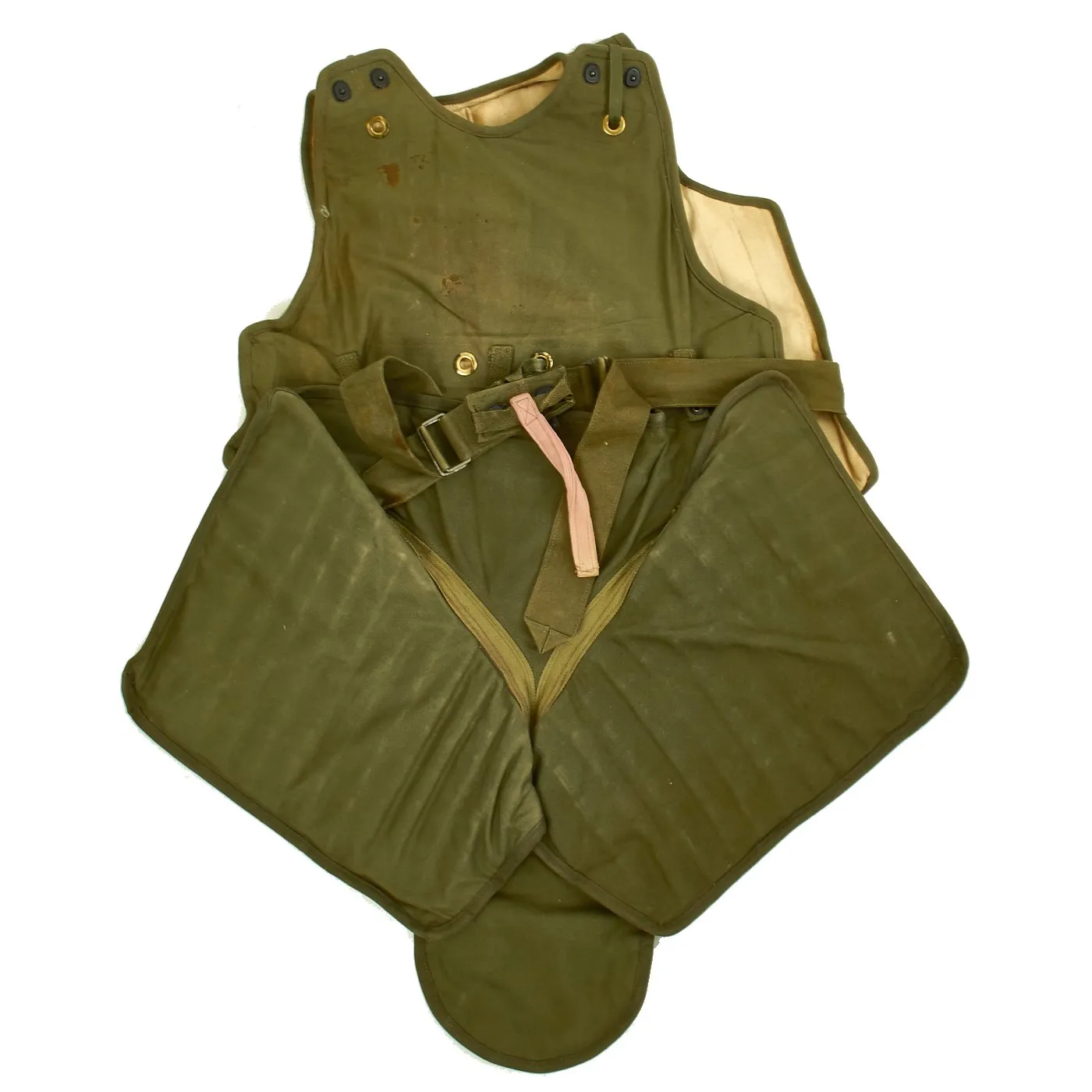 Original U.S. WWII USAAF Complete M1 Flak Vest with M5 Leg & Groin Armor for Seated Personnel