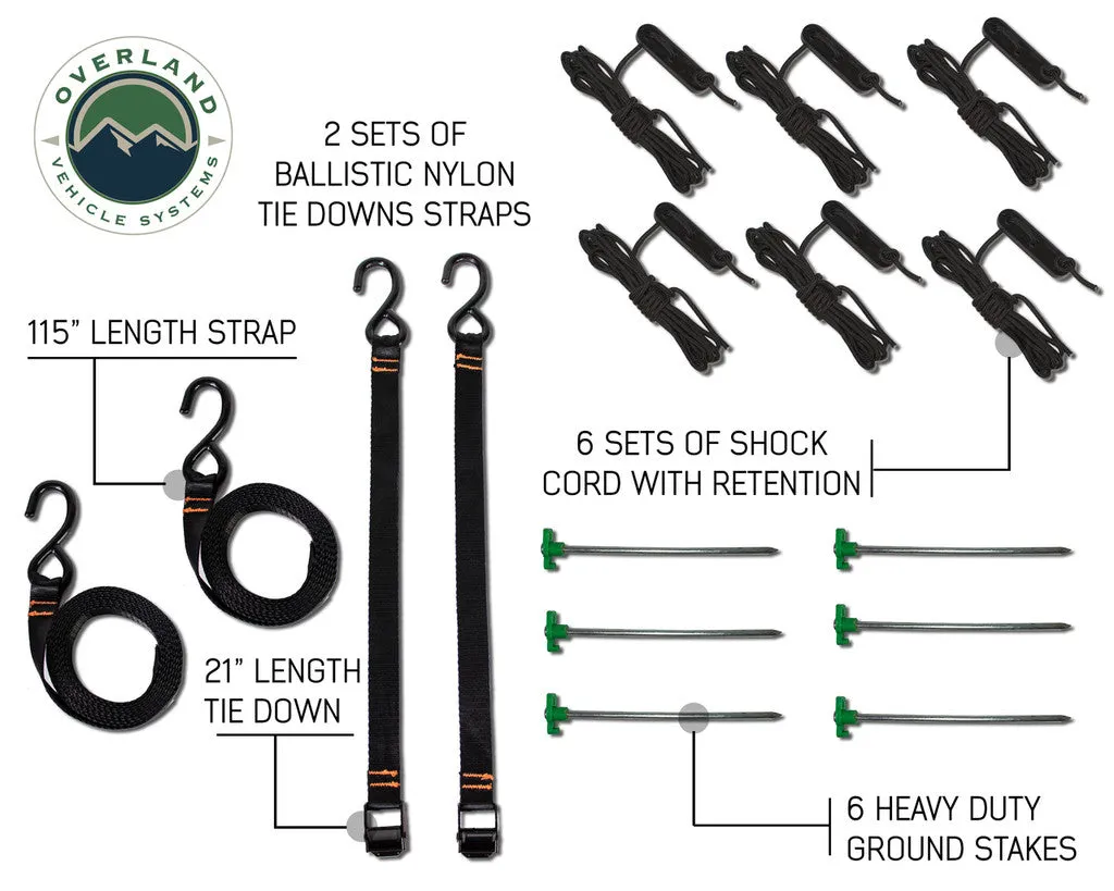 Overland Vehicle Systems 180 Awning with Bracket Kit for Mid - High Roofline Vans