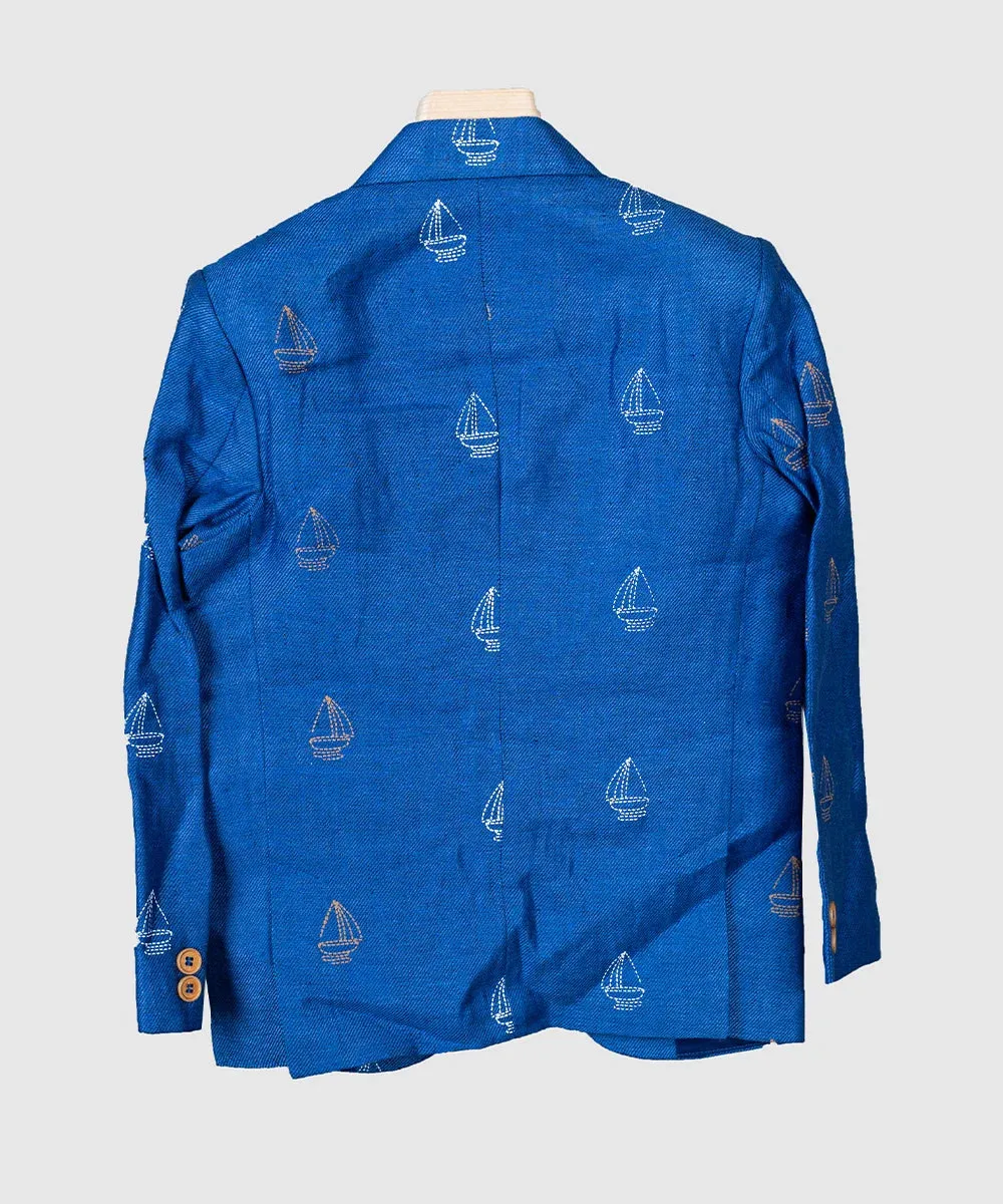 Printed Royal Blue Colored Blazer for Party for 6 year old Boy