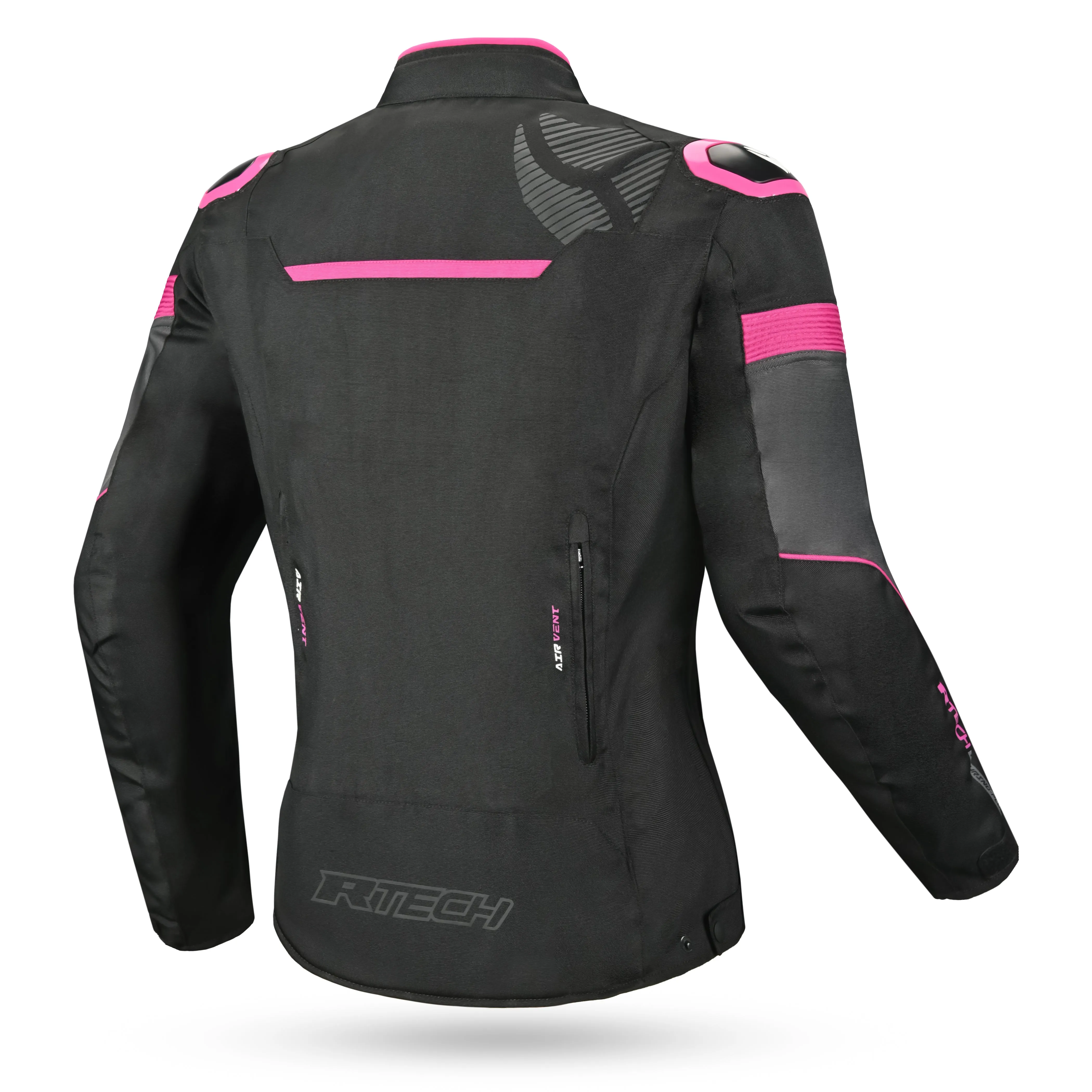 R-Tech Knight Rider Lady Short - Motorcycle Racing Jacket - Black Dark Grey Fuschia