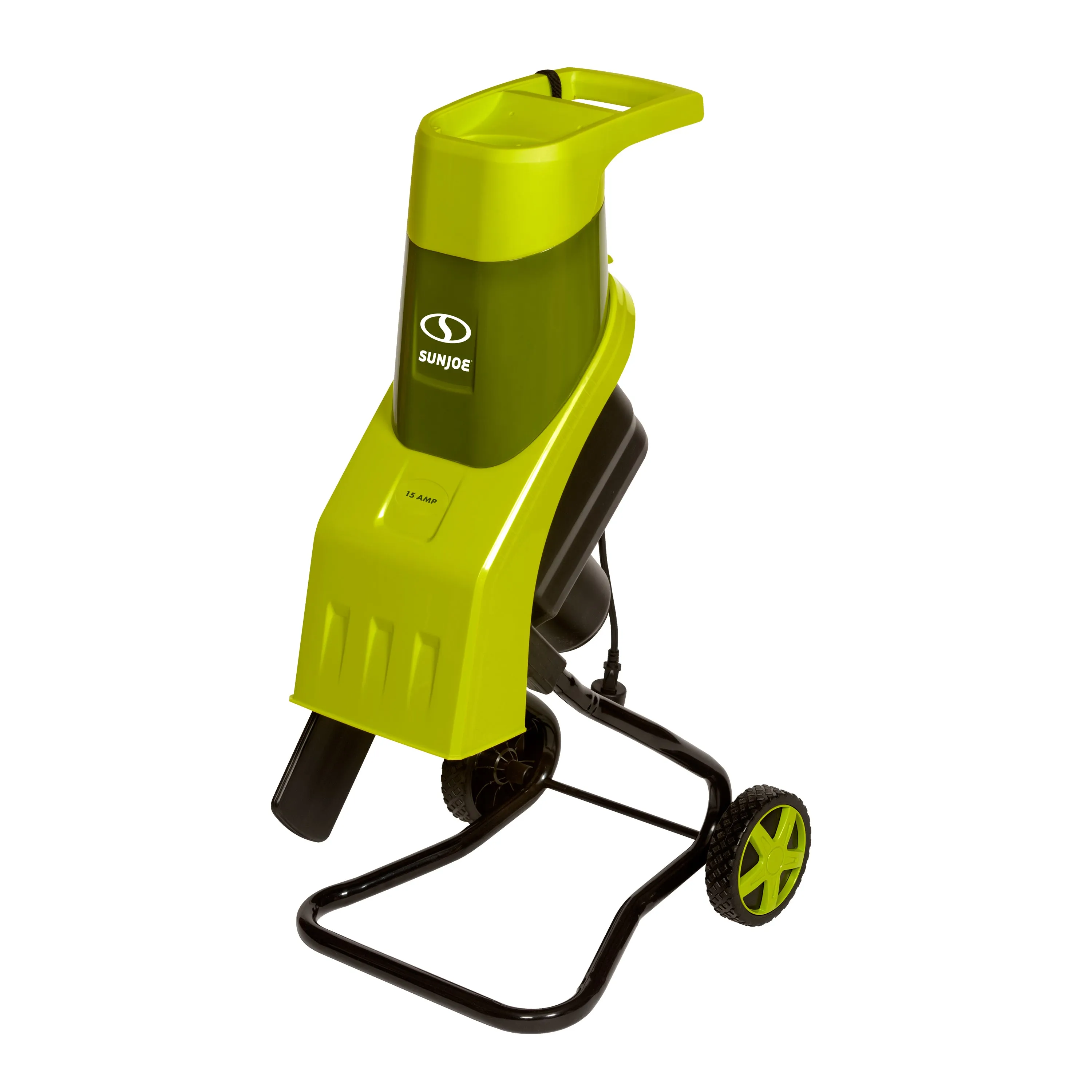 Sun Joe CJ602E Electric Wood Chipper | 17:1 Reduction | 15-Amp | 1.57-inch Max Cutting Diameter (Green)