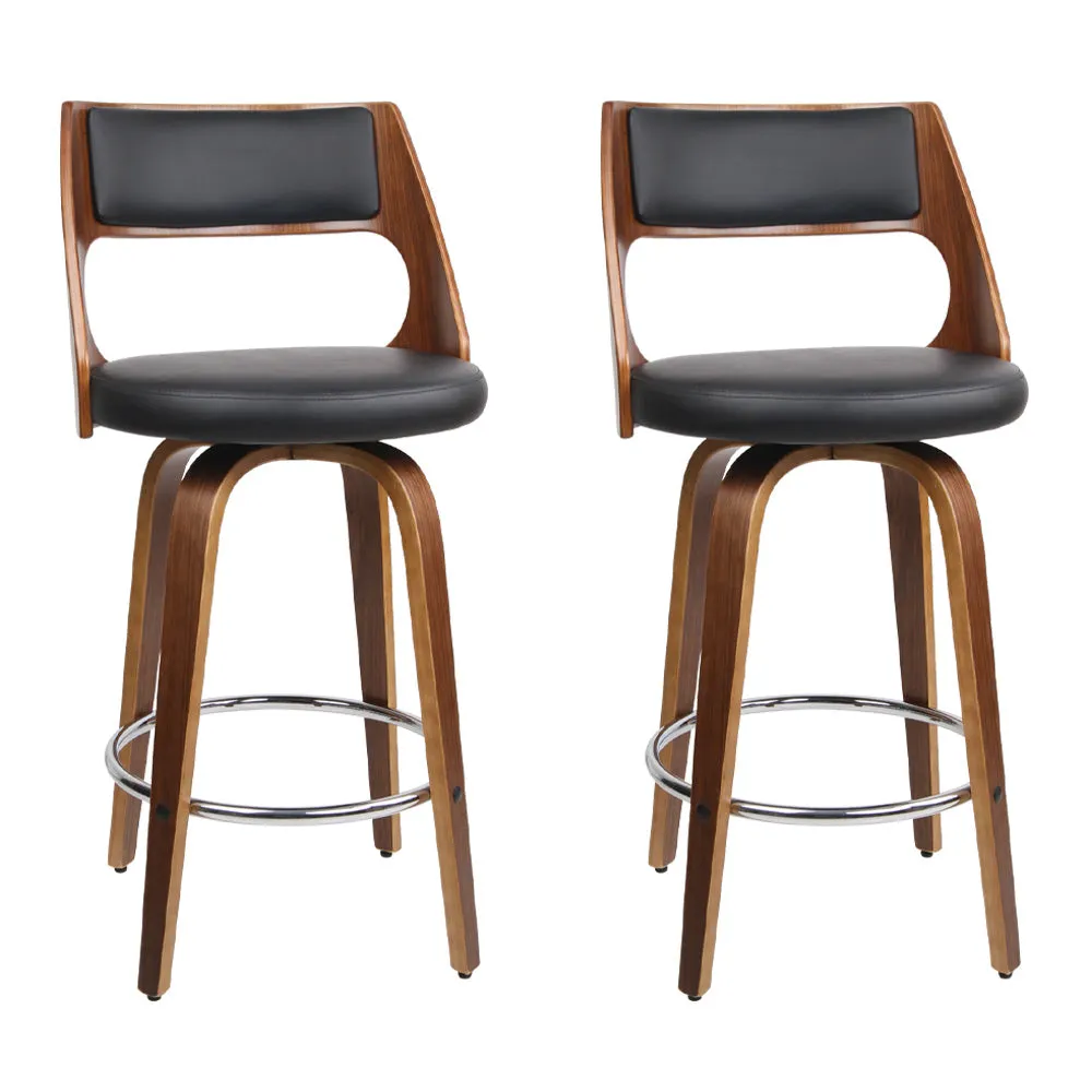 Two Wooden Bar Stools - Black