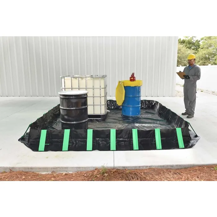 UltraTech 8696 Containment Berm, Compact Model, 14' x 54' x 1', 24 MIL PVC, Black, 1 Each