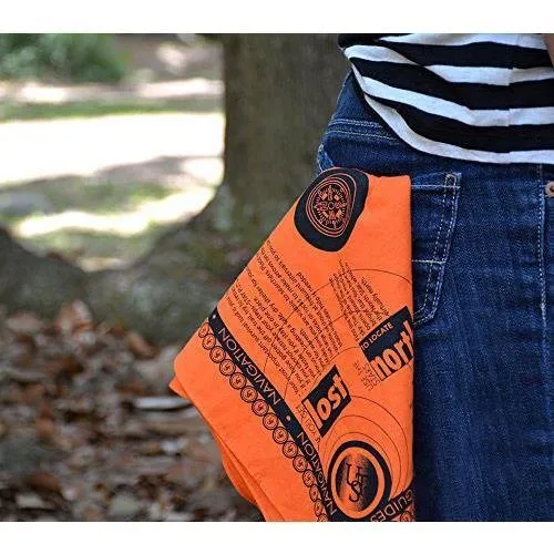 UST Survival Bandana with Heavy Duty Construction, Easy to Read Tips and High Vis Orange for Backpacking, Camping, Hiking, Emergency and Outdoor Survival