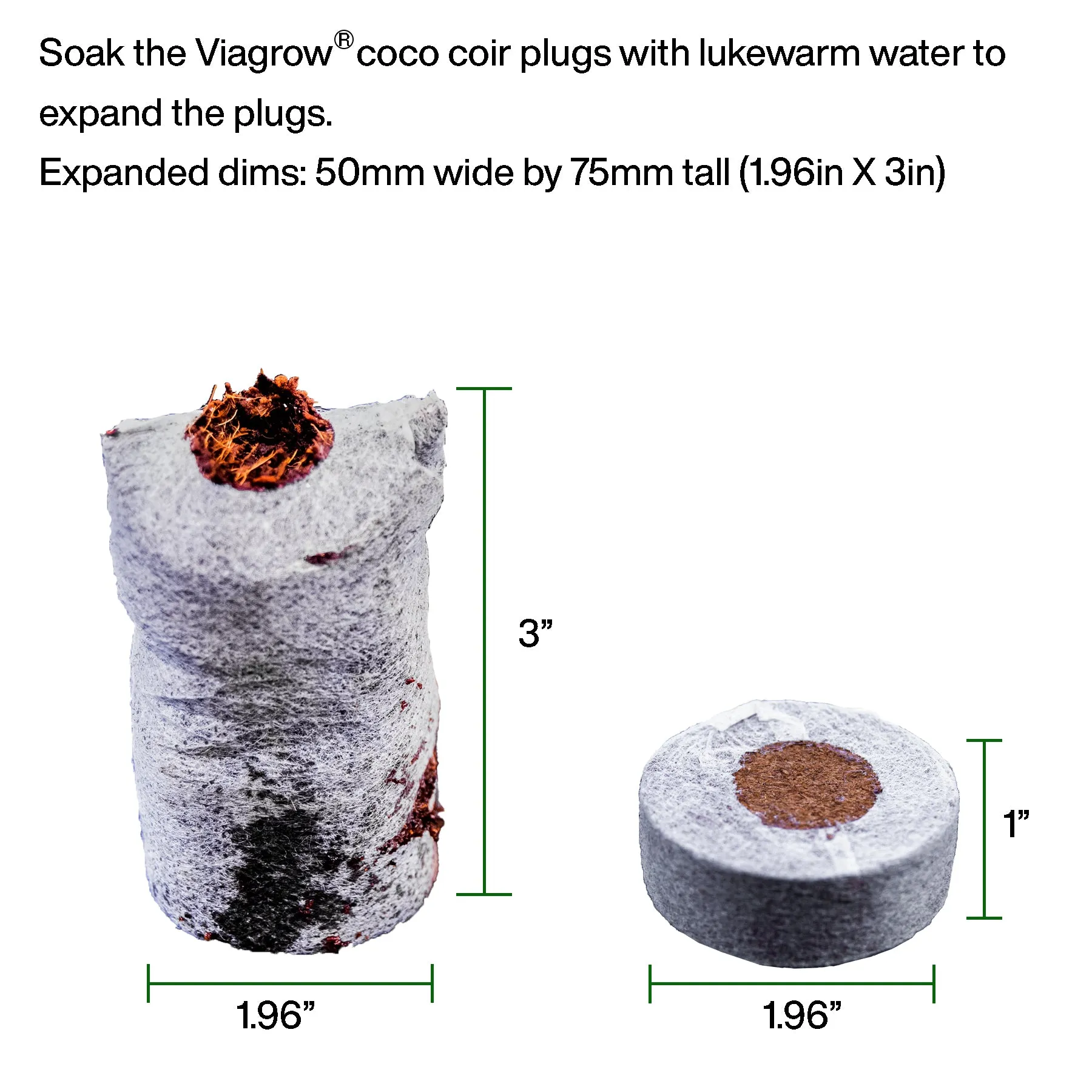 Viagrow Coco Coir Seed Starter Plugs 50 Per Pack, Expandable Coco Discs 50mm (Case of 14)